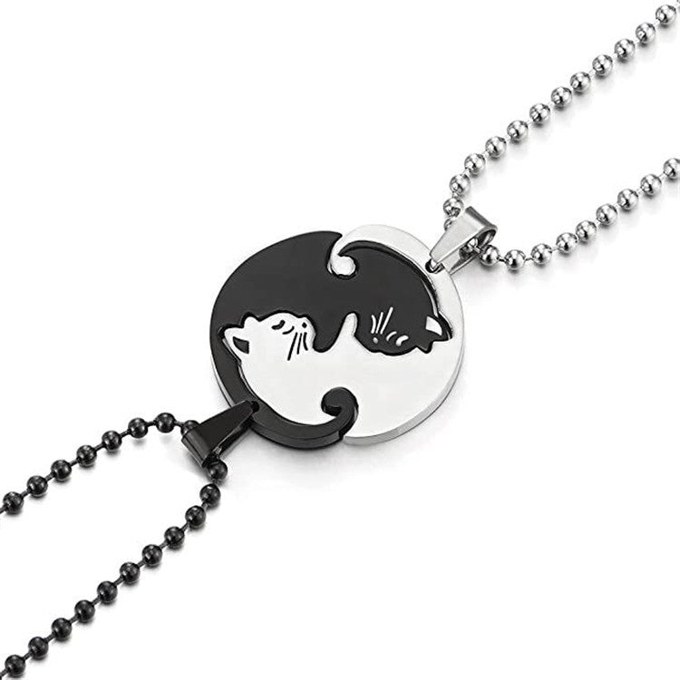 Fashion Cat Titanium Steel Pendant Necklace for Couples