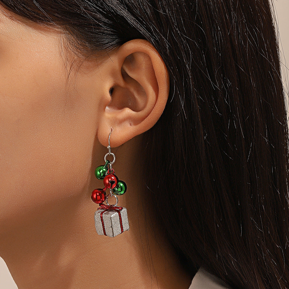 Fashion Christmas Tree Candy Cane Bell Drop Earrings for Women