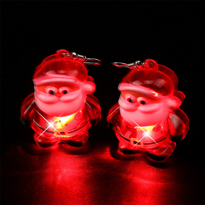 Fashion Christmas Tree Santa Claus Light-Up Drop Earrings for Women