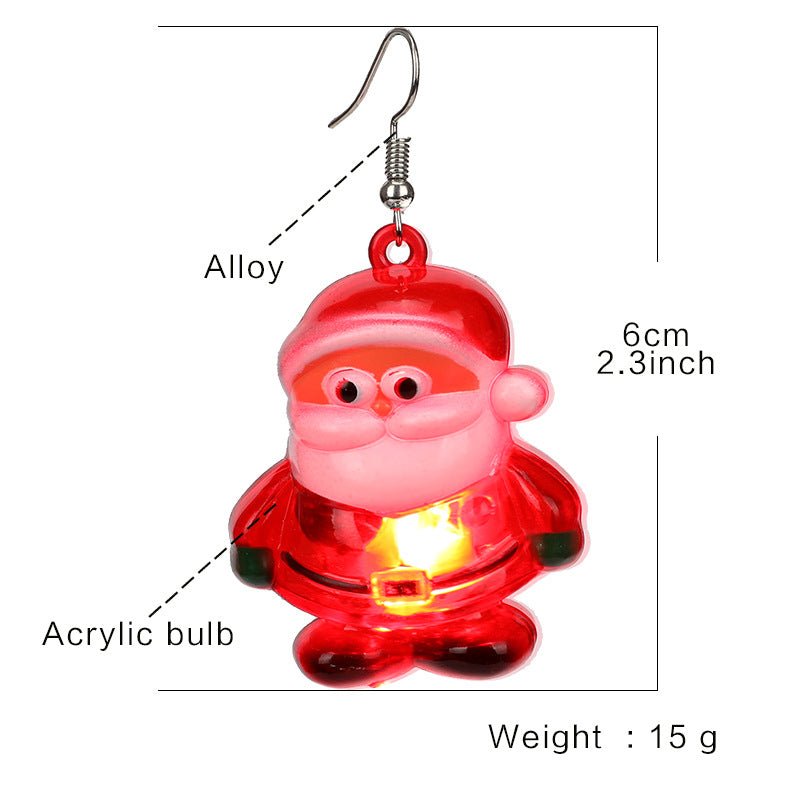 Fashion Christmas Tree Santa Claus Light-Up Drop Earrings for Women