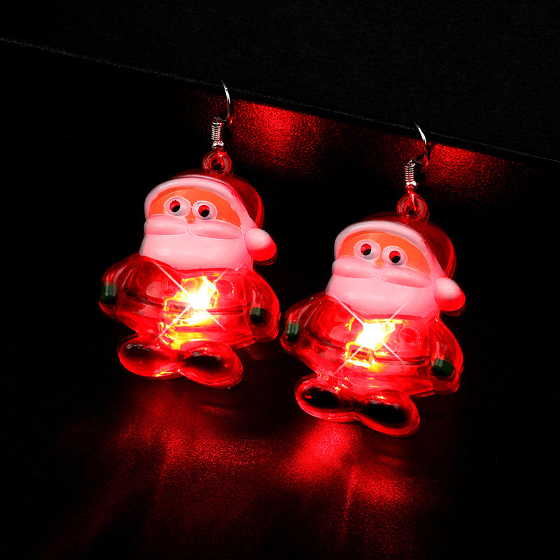 Fashion Christmas Tree Santa Claus Light-Up Drop Earrings for Women