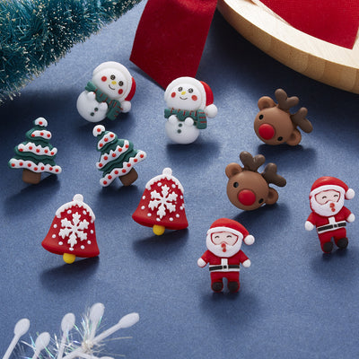 Fashion Christmas Tree Santa Claus Snowman Soft Clay Epoxy Women'S Ear Studs 1 Pair