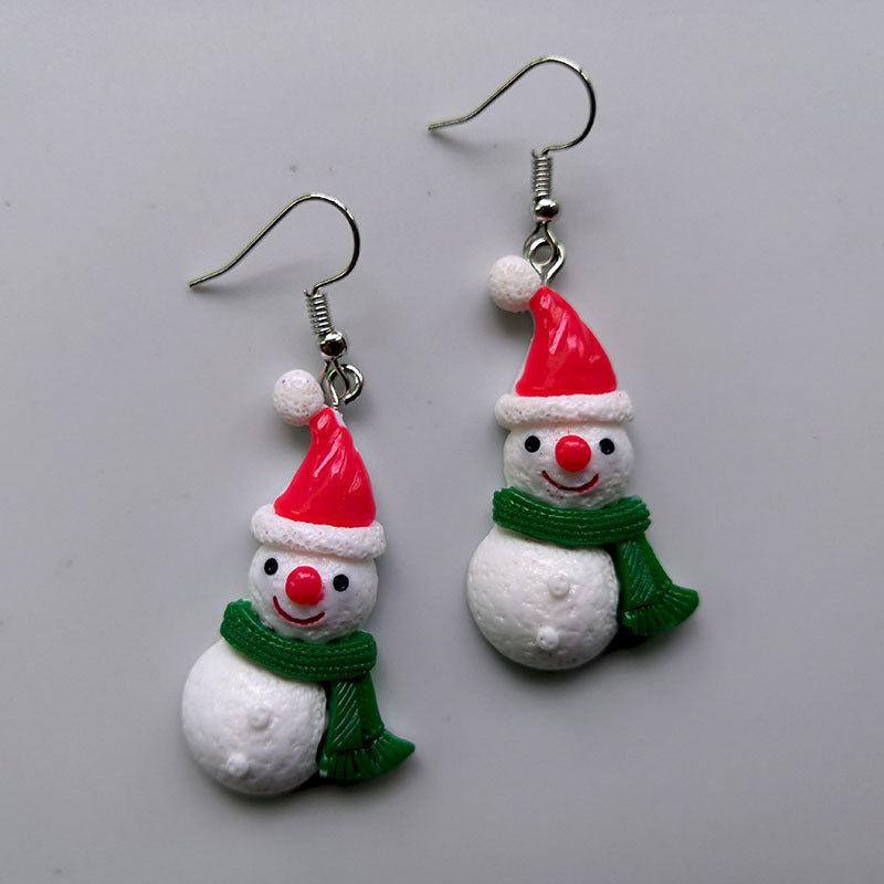 Fashion Christmas Tree Snowman Snowflake Alloy Resin Women'S Drop Earrings 1 Pair
