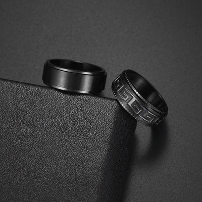 Fashion Circle Black Matte Spinner Titanium Steel Men's Ring 8mm