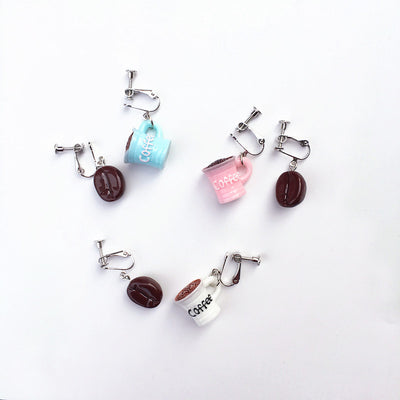 Fashion Coffee Beans Simulation Exaggerated Earrings Wholesale