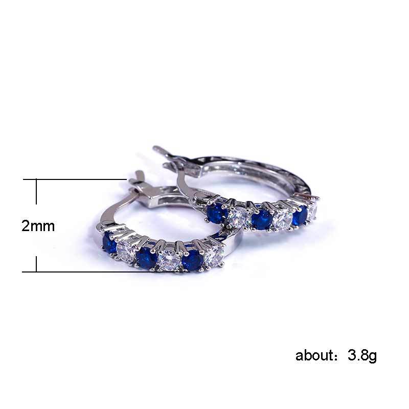 Colorful Zircon Copper Hoop Earrings with Sapphire Accents