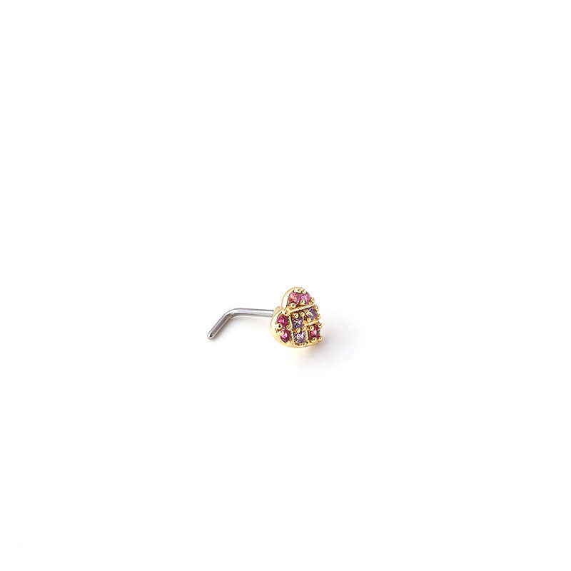 Fashion Colorful Zircon Titanium Steel L Rod Nose Piercing Jewelry