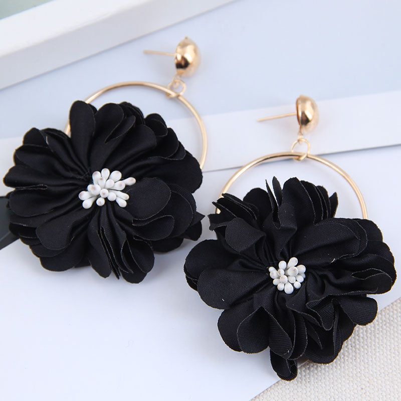 Fashion Concise Layered Petals Exaggerated Alloy Earrings For Women