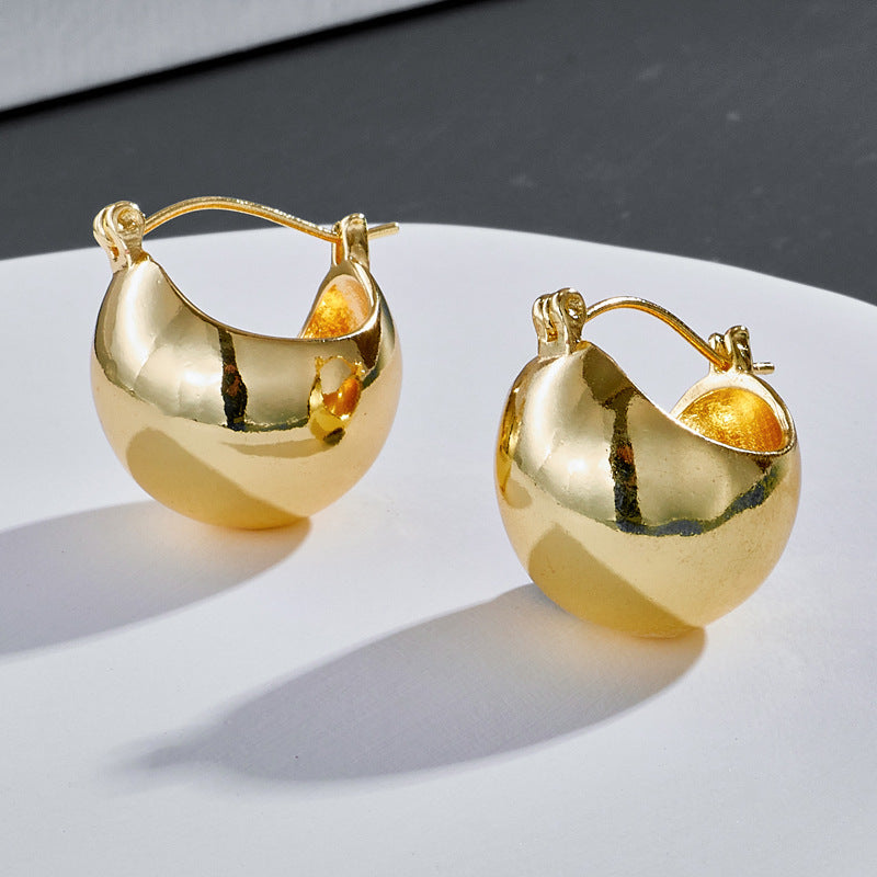 Fashion 3D Semicircular Gold-Plated Earrings