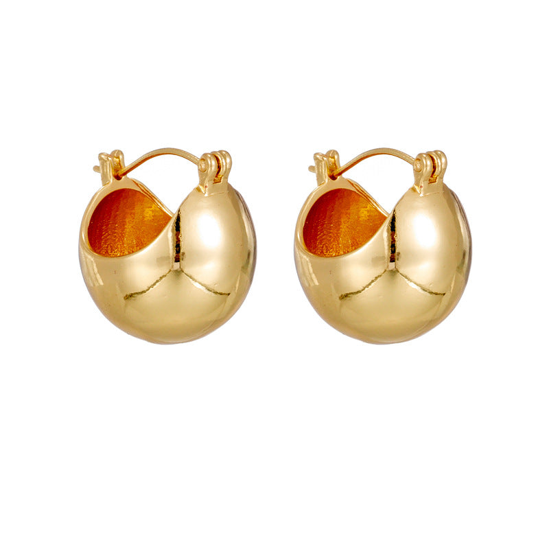 Fashion 3D Semicircular Gold-Plated Earrings