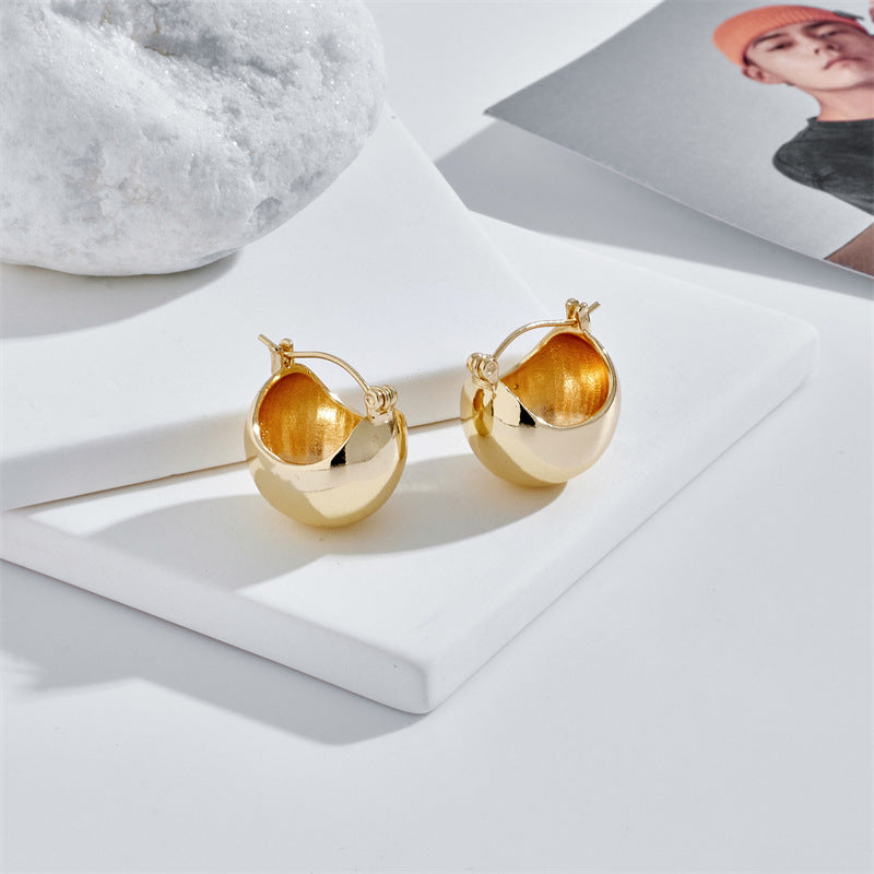 Fashion 3D Semicircular Gold-Plated Earrings