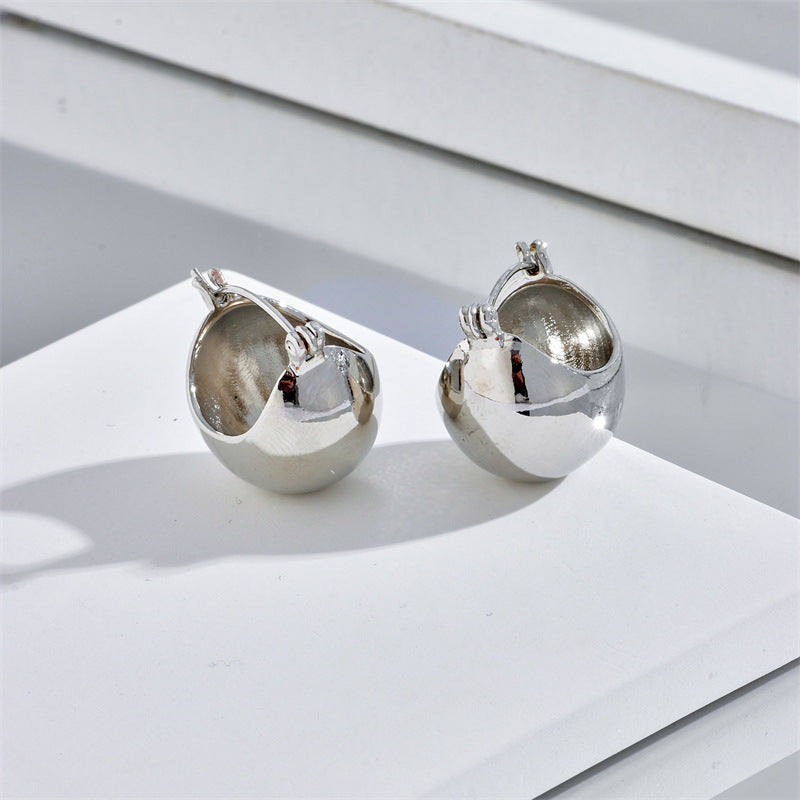 Fashion 3D Semicircular Gold-Plated Earrings