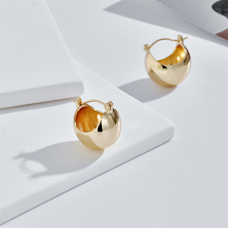 Fashion 3D Semicircular Gold-Plated Earrings