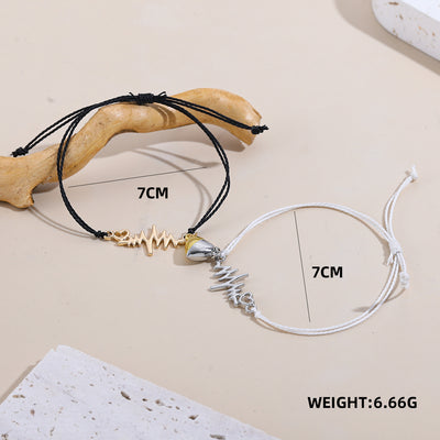 Fashion Creative Heart ECG Pendant Titanium Steel Couple Bracelet