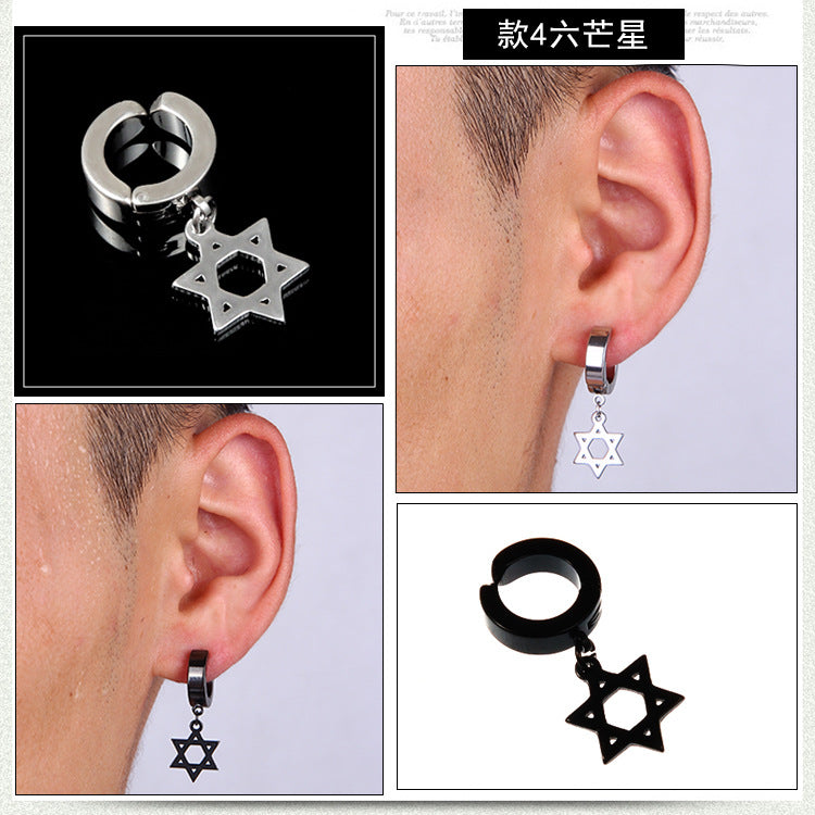 Fashion Titanium Steel Cross Tassel Ear Clips