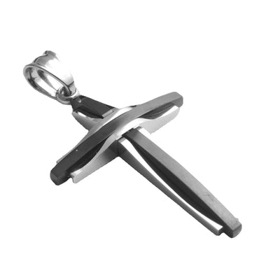 Men's Cross Titanium Steel Pendant Necklace - Polished Finish