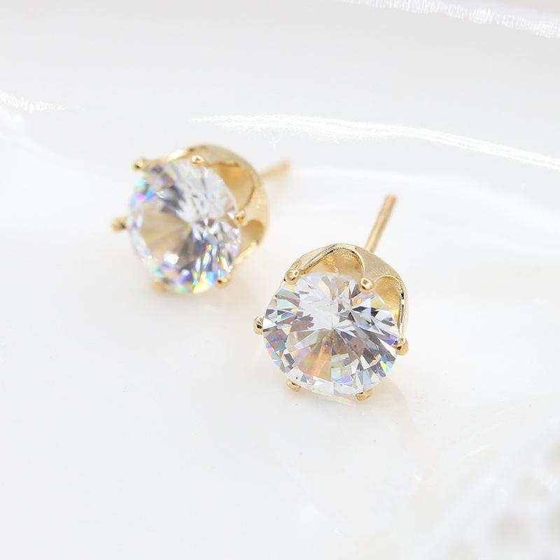 Fashion Crystal Zircon Crown Stud Earrings