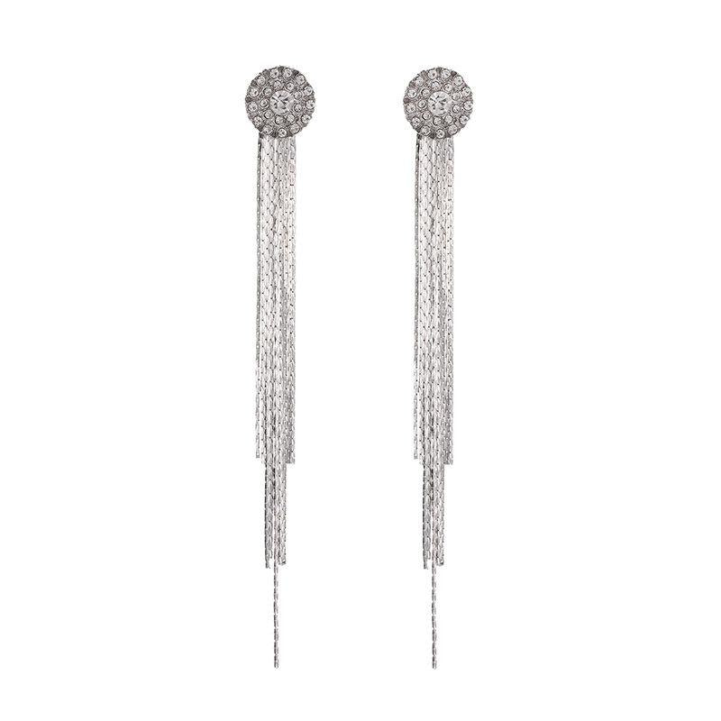 Fashion Crystal Claw Chain Drill Sun Flower Tassel Earrings NHDP149344