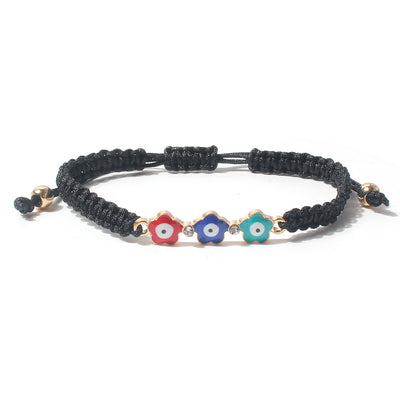 Fashion Evil Eye Heart Flower Woven Bracelet