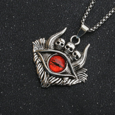 Devil's Eye Stainless Steel Skull Pendant Necklace - Gothic Punk Style