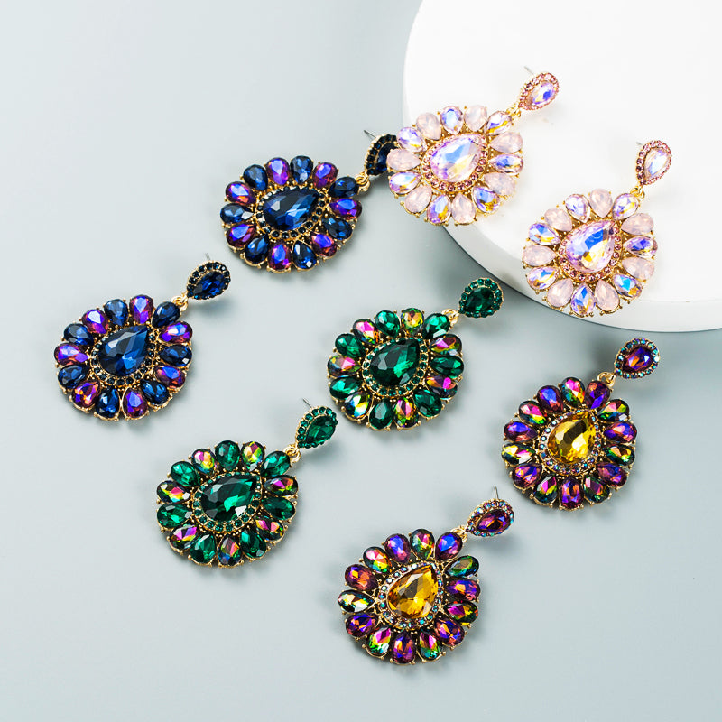 Fashion Diamond Drop-shaped Colored Glass Diamond Earrings Ear Jewelry