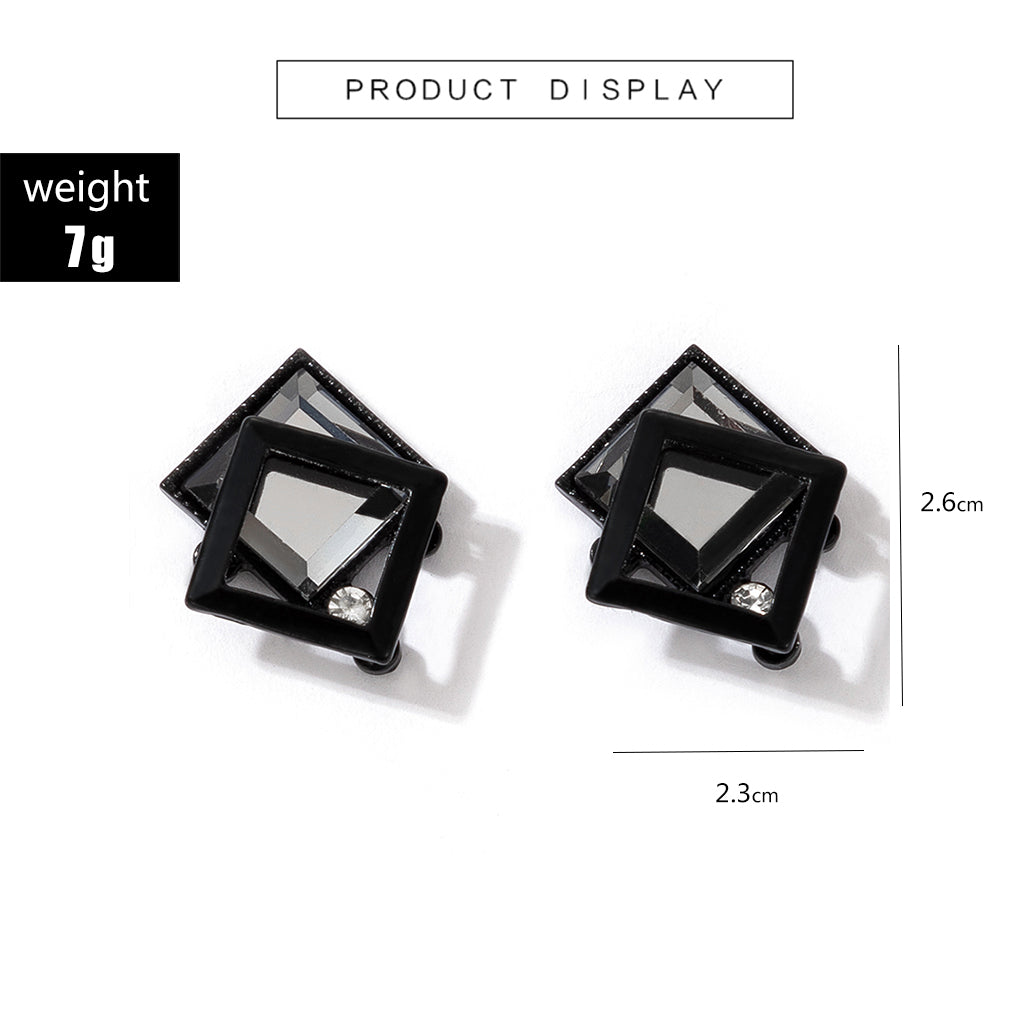 Fashion Geometric Diamond Minimalist Black Square Earrings