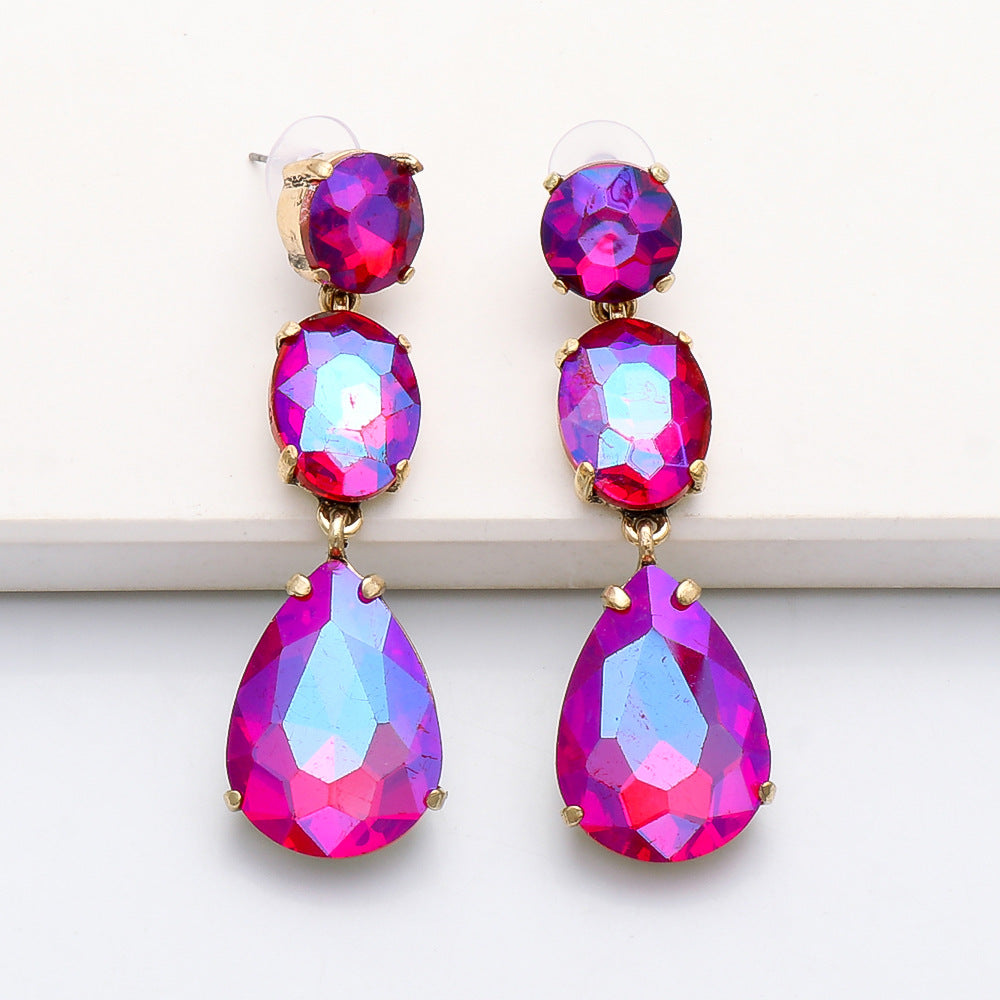 Fashion Drop-shaped Colorful Diamond Earrings