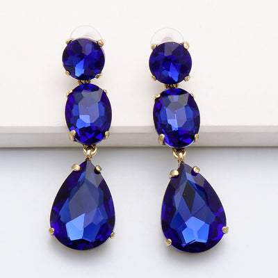 Fashion Drop-shaped Colorful Diamond Earrings