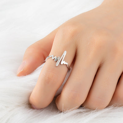 Fashion ECG Stainless Steel Open Ring Set