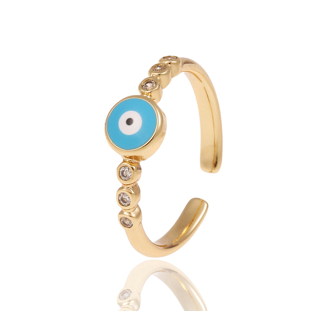 Fashion Enamel Evil Eye Retro Copper Tail Ring