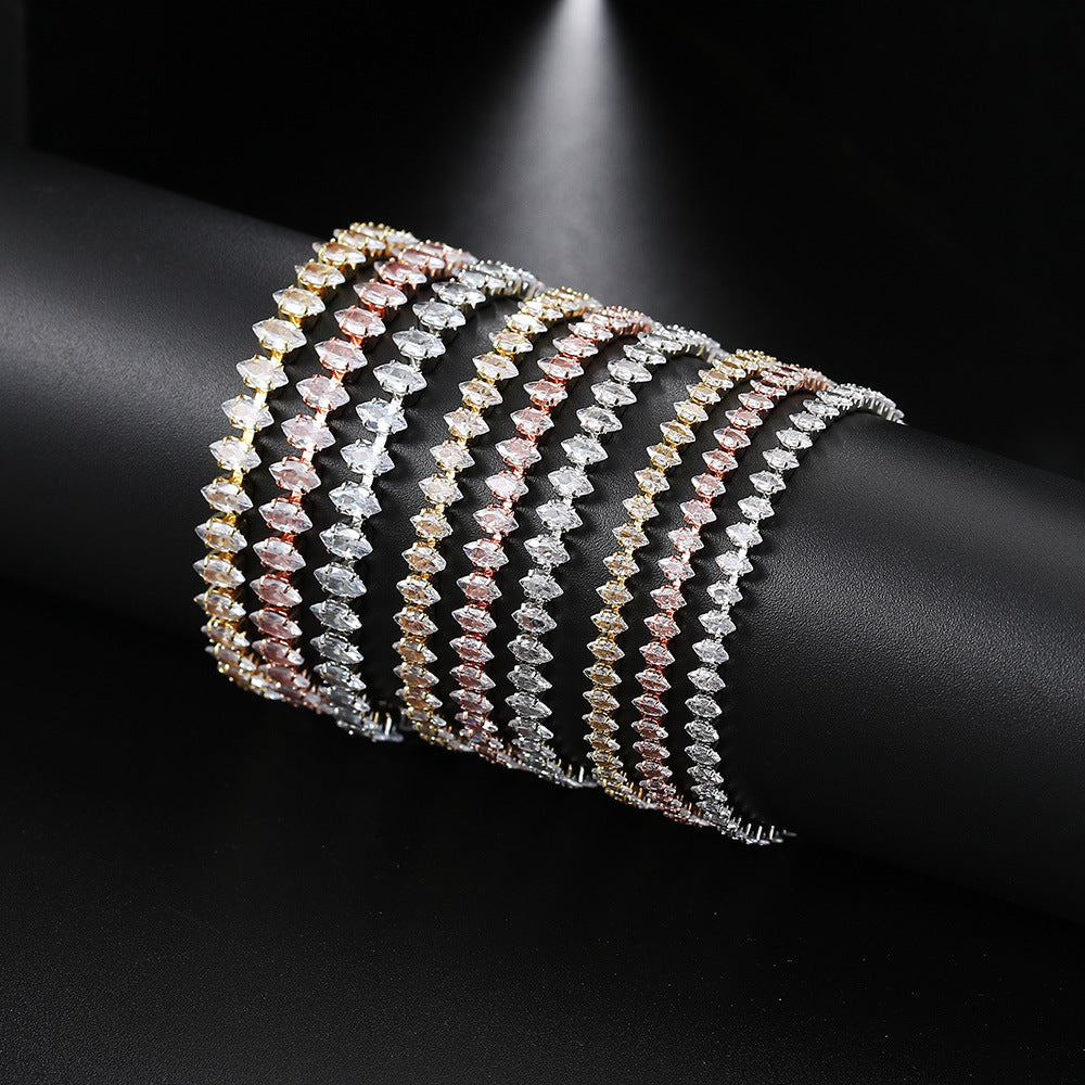 Fashion Geometric Zircon Tennis Bracelet Adjustable Crystal Jewelry