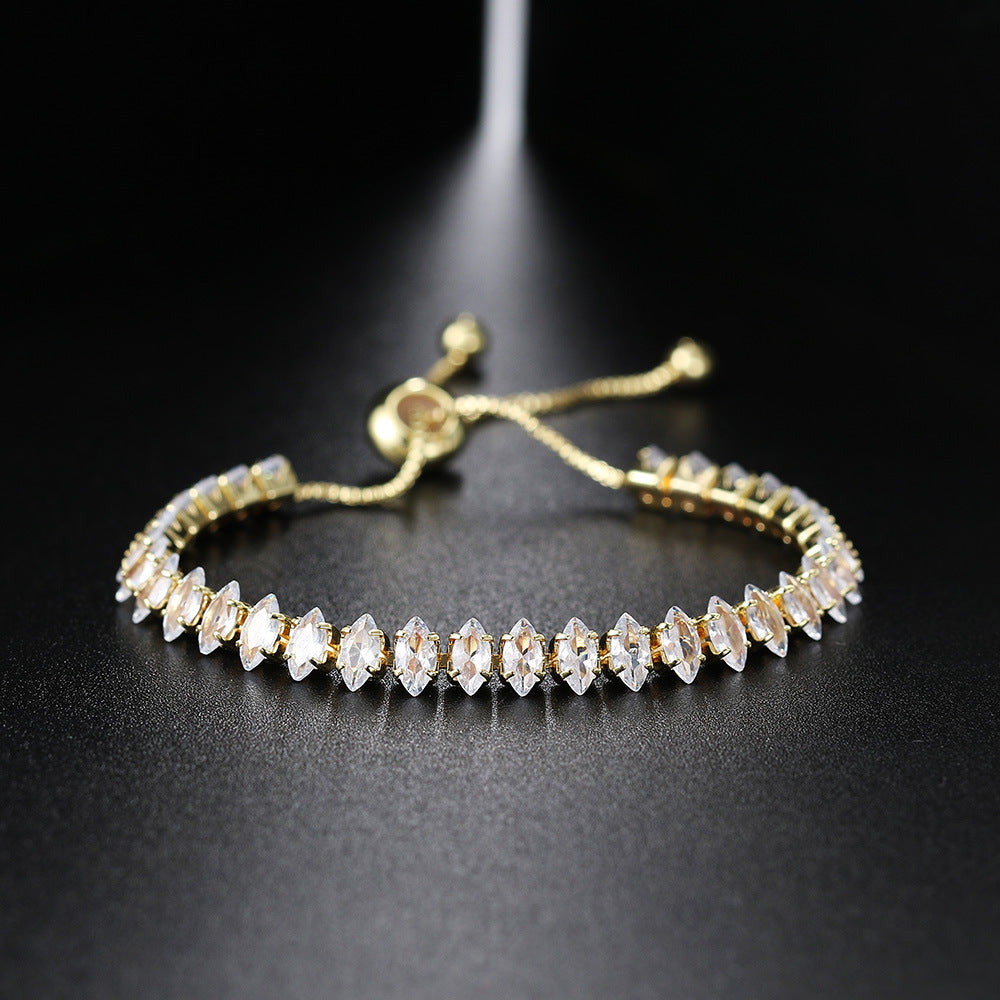 Fashion Geometric Zircon Tennis Bracelet Adjustable Crystal Jewelry