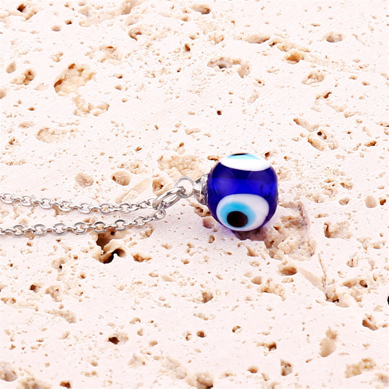 Fashion Evil Eye Blue Glass Bead Pendant Necklace