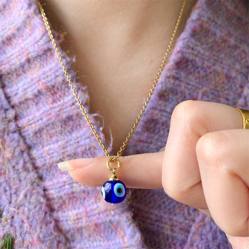 Fashion Evil Eye Blue Glass Bead Pendant Necklace