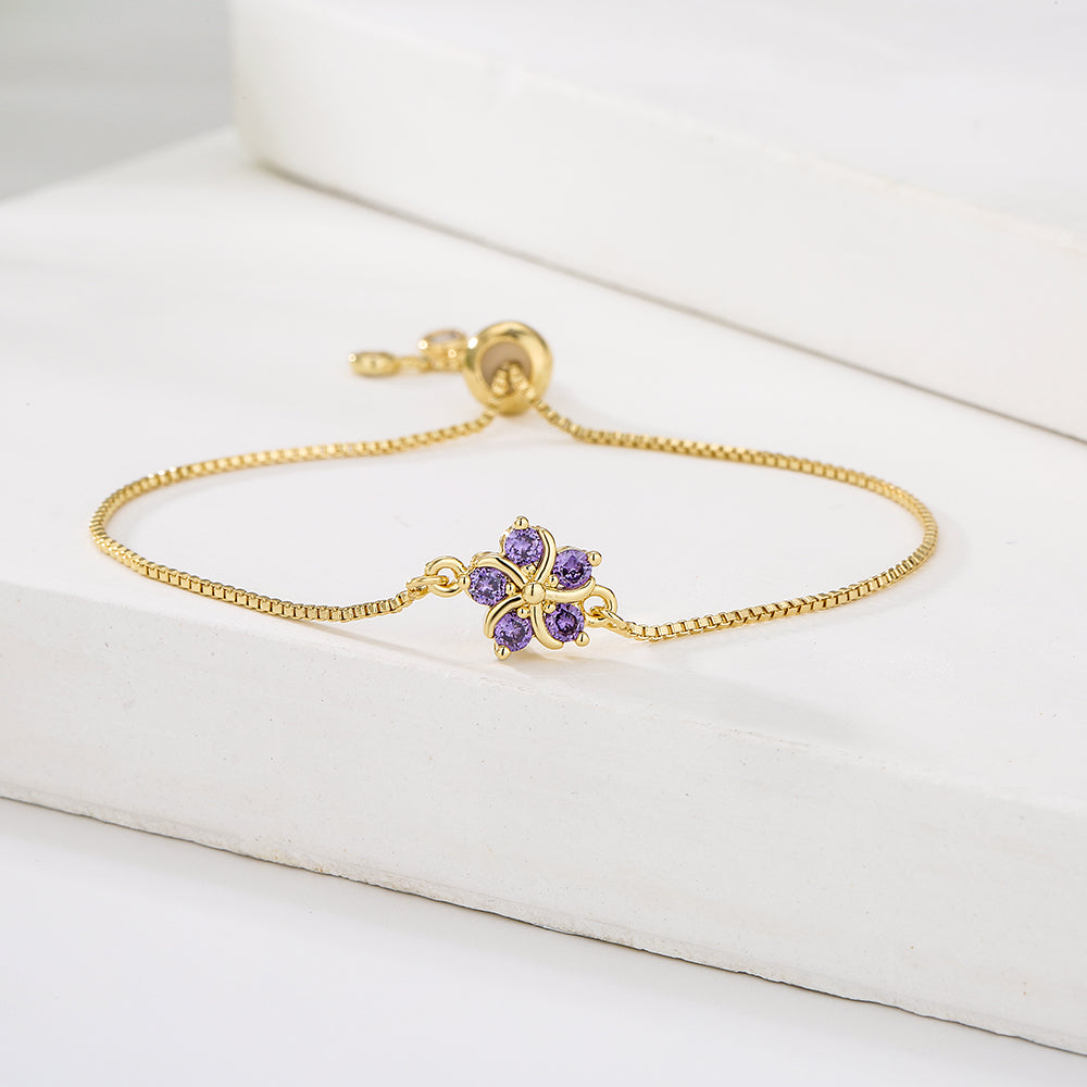 Elegant Floral Gold Plated Adjustable Copper Bracelet