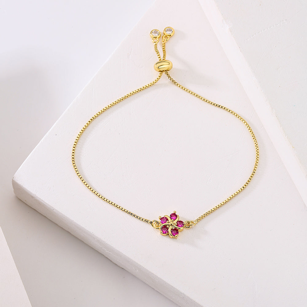 Fashion Flower Copper Bracelets Gold Plated Zircon Copper Bracelets