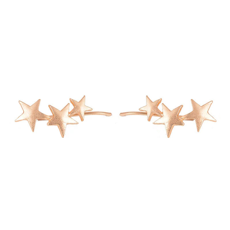 Frosted Three-Star Alloy Clip-On Earrings