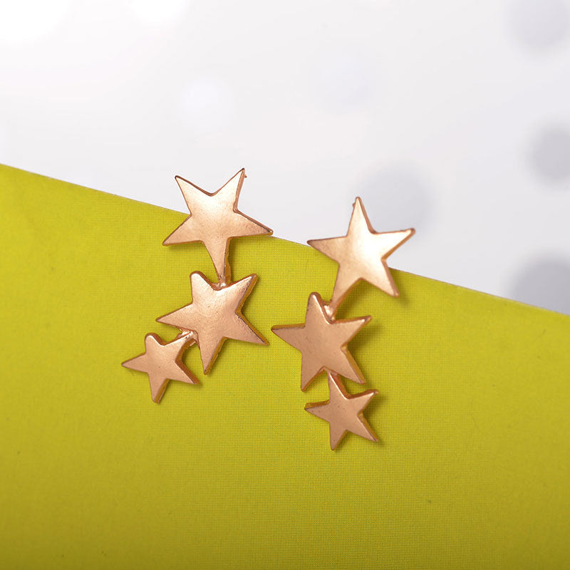 Frosted Three-Star Alloy Clip-On Earrings