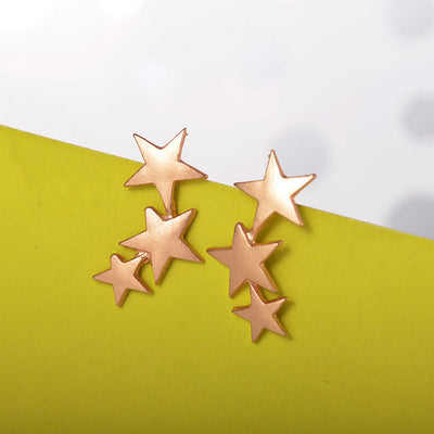 Fashion Frosted Three-star Five-pointed Star Alloy No Pierced Ear Clip Earrings