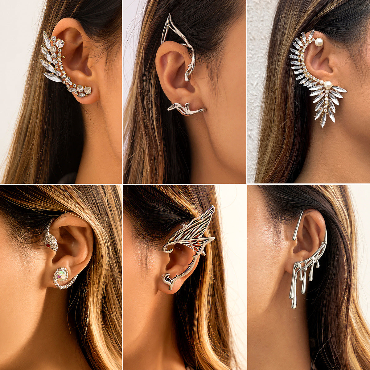 Fashion Geometric Alloy Plating Artificial Pearls Rhinestones Ear Clips 1 Piece