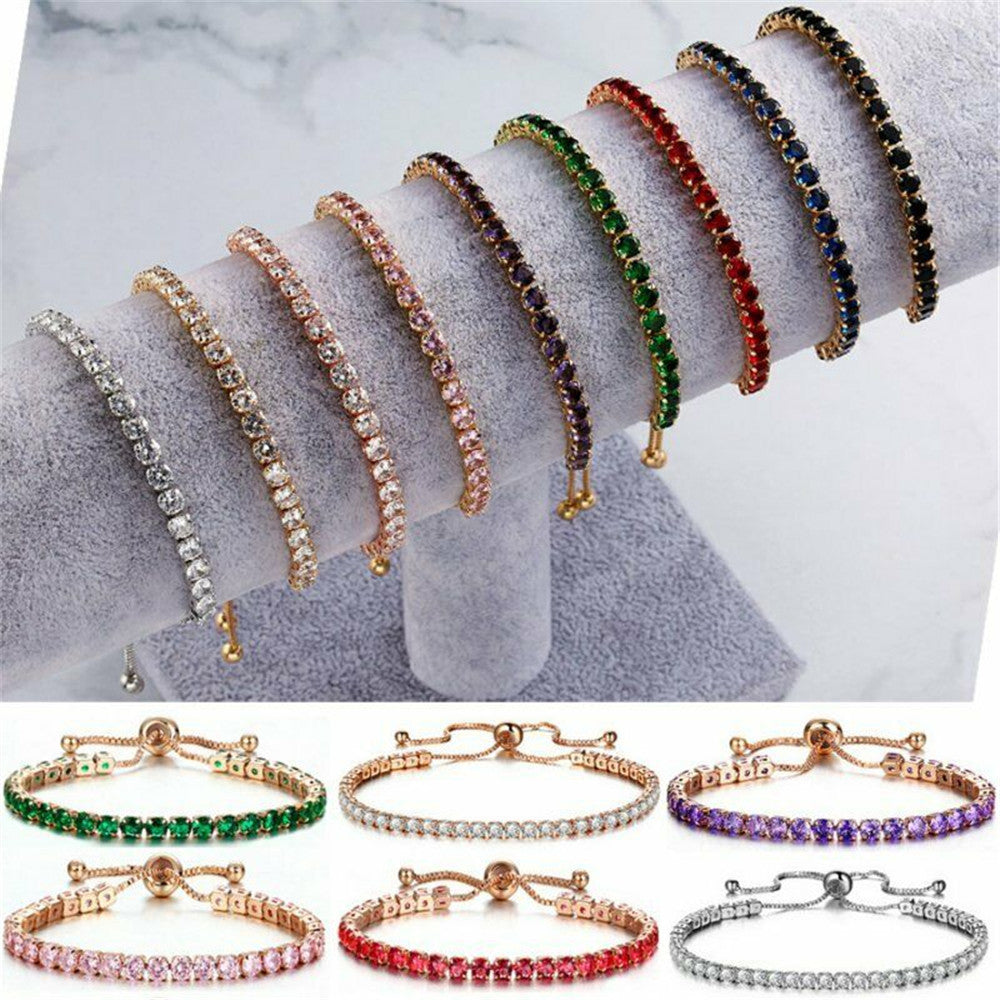 Fashion Geometric Zircon Tennis Adjustable Bracelet