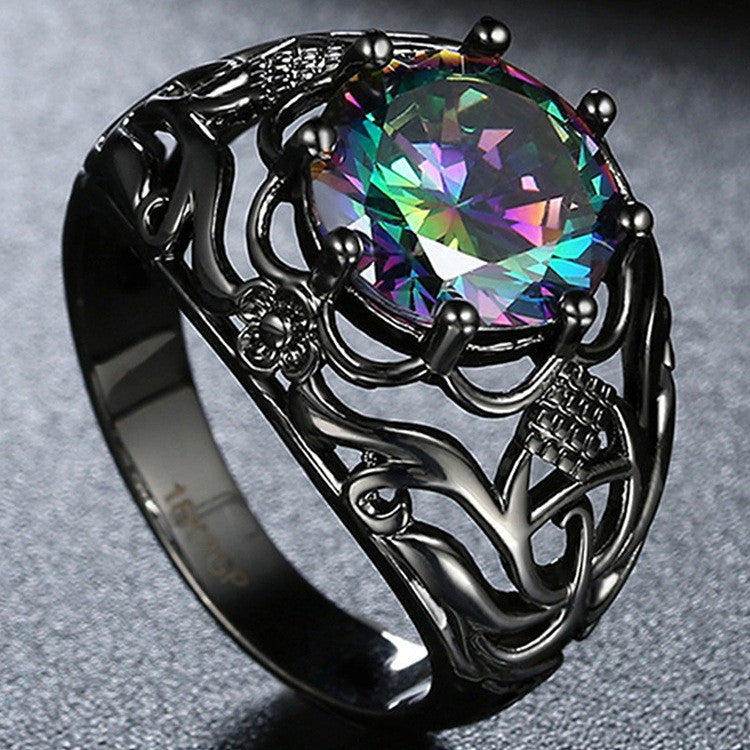 Fashion Geometric Rainbow Topaz Zircon Women's Ring