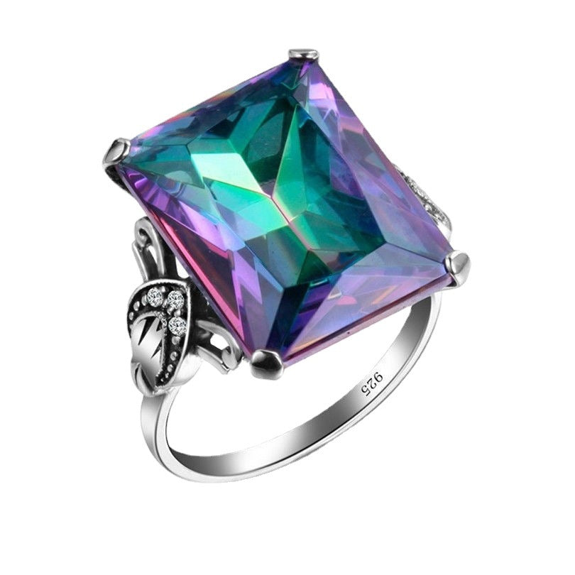 Fashion Geometric Rainbow Topaz Zircon Women's Ring