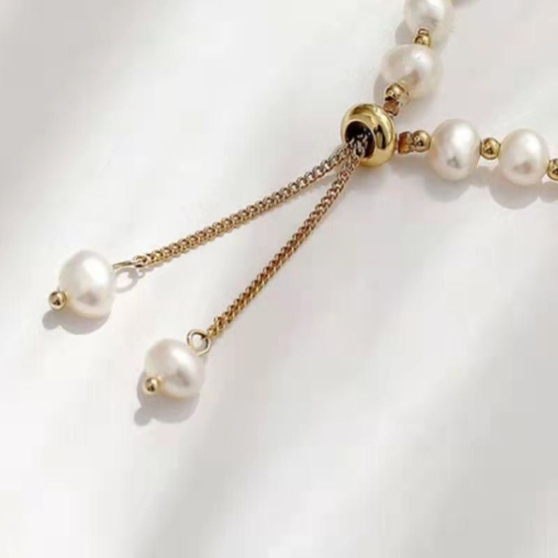 Fashion Baroque Freshwater Pearl Beaded Adjustable Bracelet