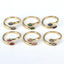 Geometric Gold Plated Zircon Open Ring - Vintage Style Adjustable Copper Ring for Women
