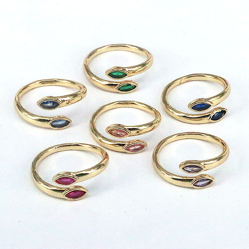 Geometric Gold Plated Zircon Open Ring - Vintage Style Adjustable Copper Ring for Women