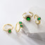Geometric Gold Plated Copper Ring with Green Zircon