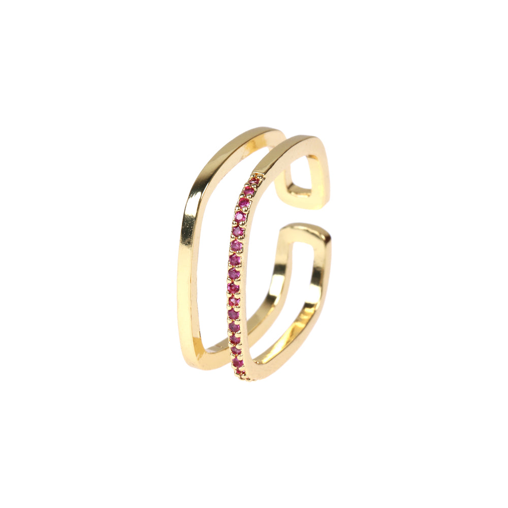 Geometric Copper Gold Plated Zircon Adjustable Honeycomb Ring