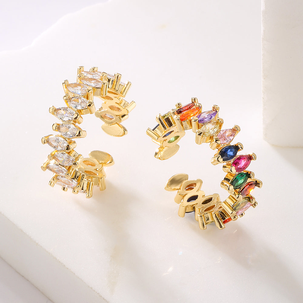 Fashion Geometric Gold Plated Zircon Open Ring