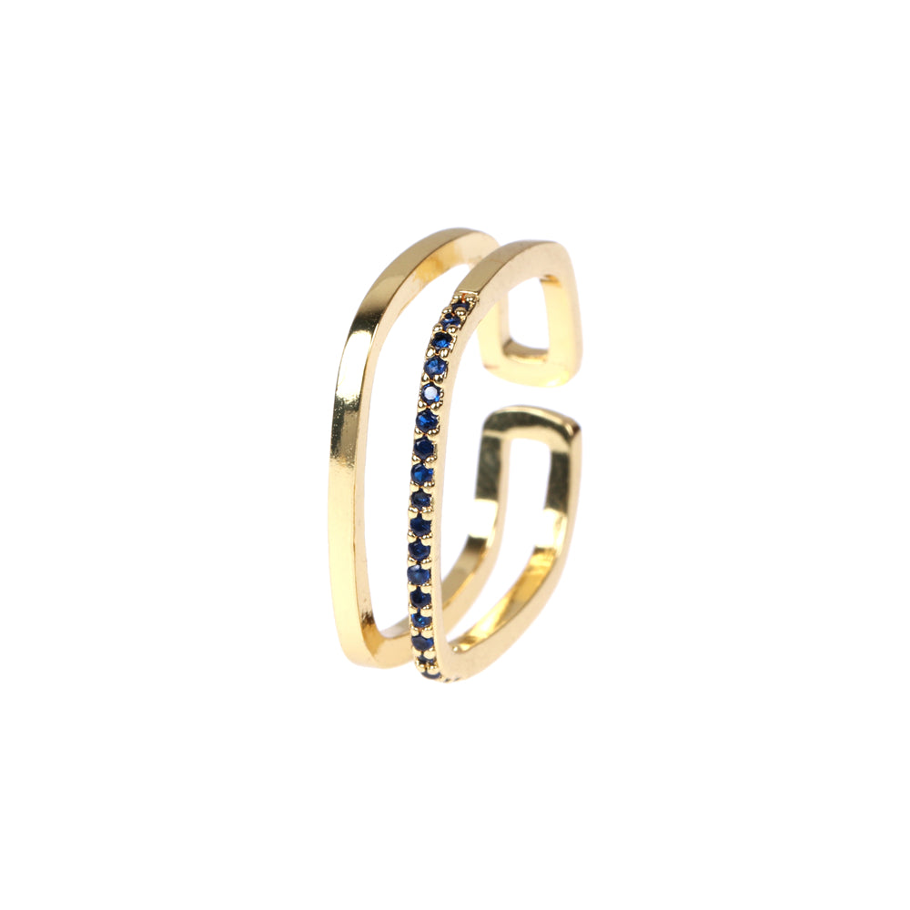 Geometric Copper Gold Plated Zircon Adjustable Honeycomb Ring